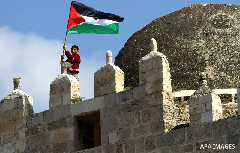 A Palestinian holds a flag during a rally calling on Egyptian authorities to supply the Gaza Strip with fuel and electricity in Khan Younis on the southern Gaza Strip March 23, 2012. Israel allowed nine fuel tankers to c...