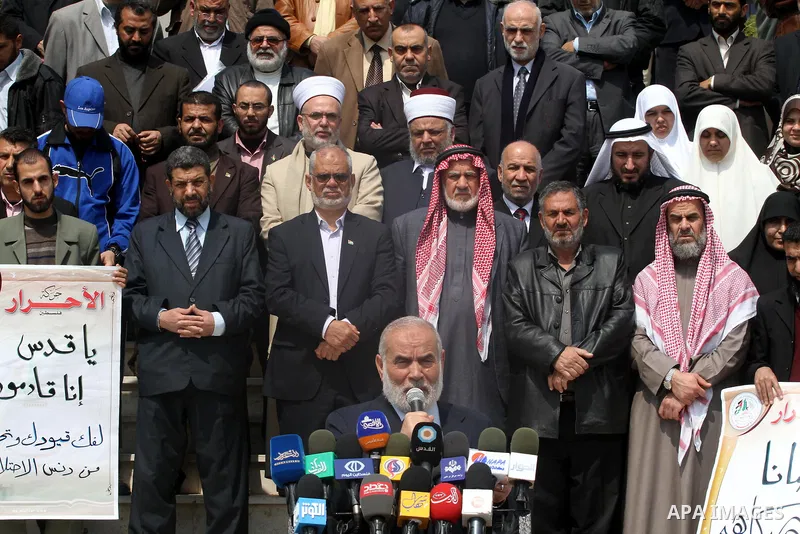 The spokesman of Hamas Parliament, Ahmed Bahar, delivers speech during a press conference ,in Gaza City on March 28, 2012. Photo by Mohammed Asad