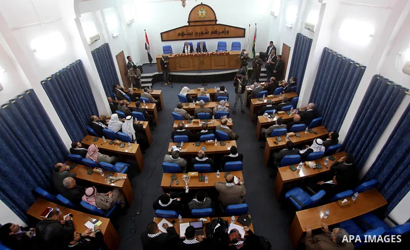 Members of Egyptian parliamentary delegation During a visit to the Palestinian Legislative Council in gaza City, on March 28, 2012. The delegation is on a solidarity visit with the Palestinian people to the Hamas-run Gaz...