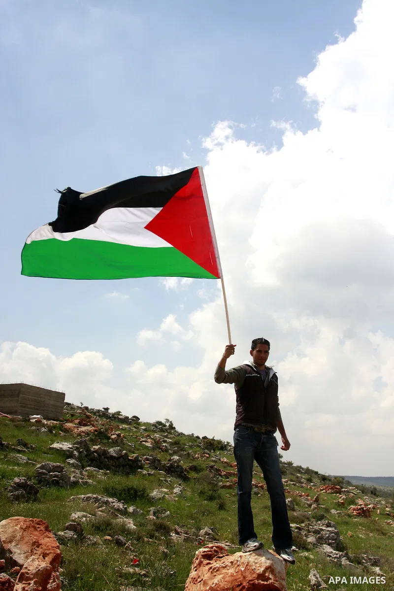 A Palestinian youth carries national flag to mark the anniversary of Land Day in the village of Kafr al-Dik in the Nablus region of the West Bank on March 29, 2012. Land Day recalls an incident in 1976 when Israeli troop...
