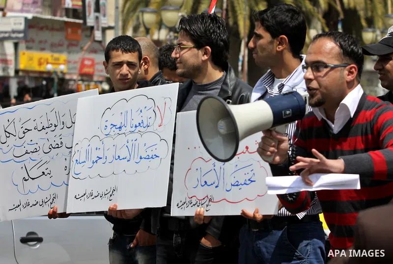 Palestinians participate protest against rising prices and taxes in the city of Nablus West Bank, Saturday, Mar. 31, 2012. Photo by Nedal Shtieh