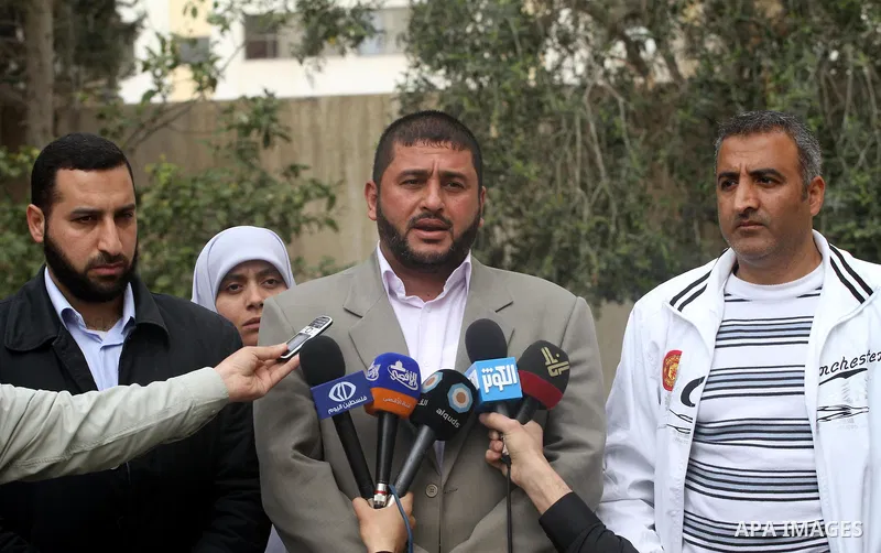 Palestinian official speaks during press conference in Gaza City on Apr. 01, 2012. Photo by Mohammed Asad