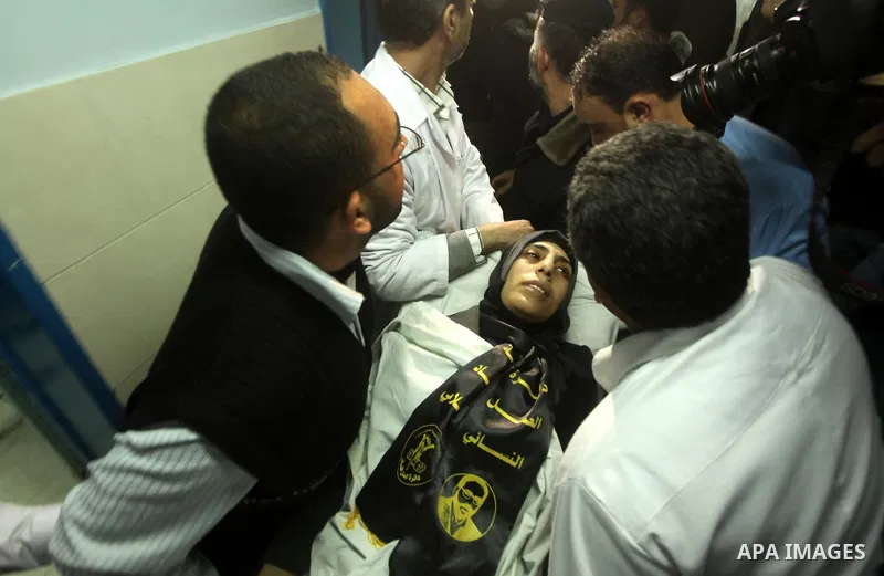 Hana Shalabi arrives to al-Shifa hospital in Gaza City, Sunday, April 1, 2012. Israel has released Shalabi, a 30-year-old Islamic Jihad supporter from the West Bank, and sent her to the Gaza Strip as part of a compromise...