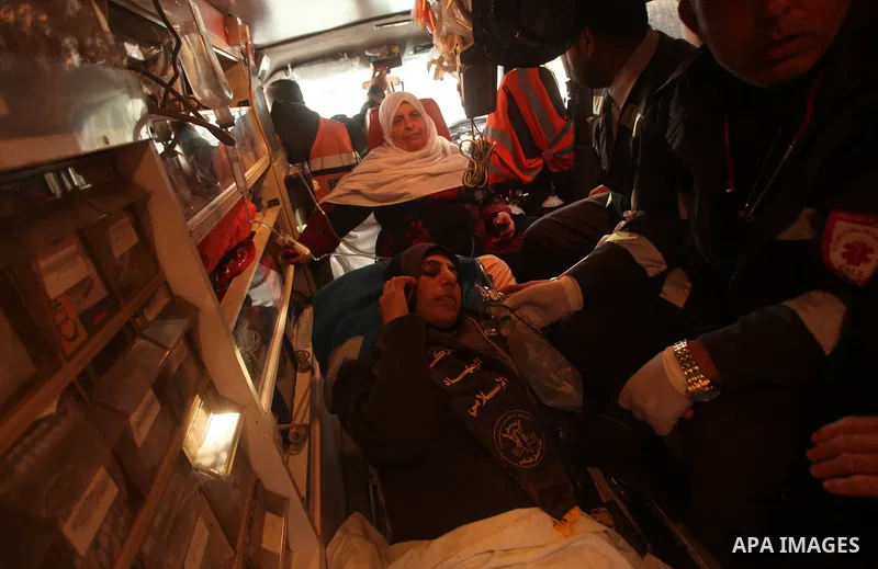 Hana Shalabi arrives to al-Shifa hospital in Gaza City, Sunday, April 1, 2012. Israel has released Shalabi, a 30-year-old Islamic Jihad supporter from the West Bank, and sent her to the Gaza Strip as part of a compromise...