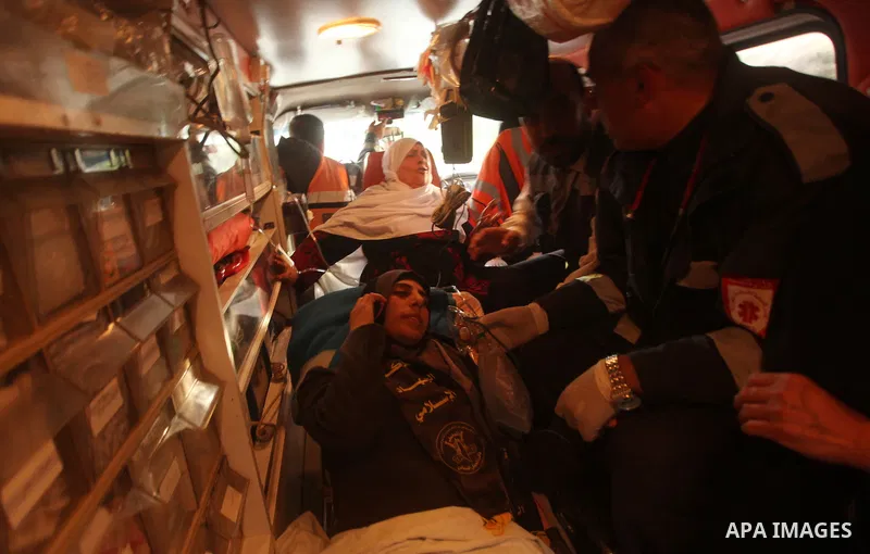 Hana Shalabi arrives to al-Shifa hospital in Gaza City, Sunday, April 1, 2012. Israel has released Shalabi, a 30-year-old Islamic Jihad supporter from the West Bank, and sent her to the Gaza Strip as part of a compromise...