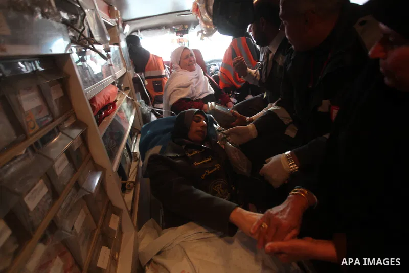Hana Shalabi arrives to al-Shifa hospital in Gaza City, Sunday, April 1, 2012. Israel has released Shalabi, a 30-year-old Islamic Jihad supporter from the West Bank, and sent her to the Gaza Strip as part of a compromise...