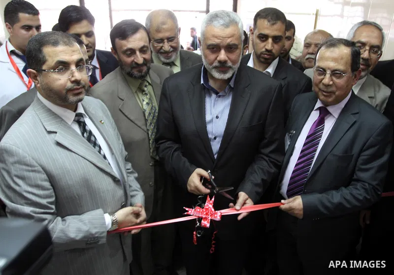 Palestinian Prime Minister in Gaza Strip, Ismail Haniya, attends the opening of the public service of the hospital Heart and blood vessels in Gaza City, on Apr. 08, 2012. Photo by Mohammed Asad