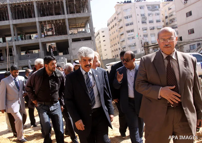 Bahraini delegation visit projects for building schools in Tel Al-Hawa in Gaza City, on April, 10, 2012. Photo by Mohammed Asad