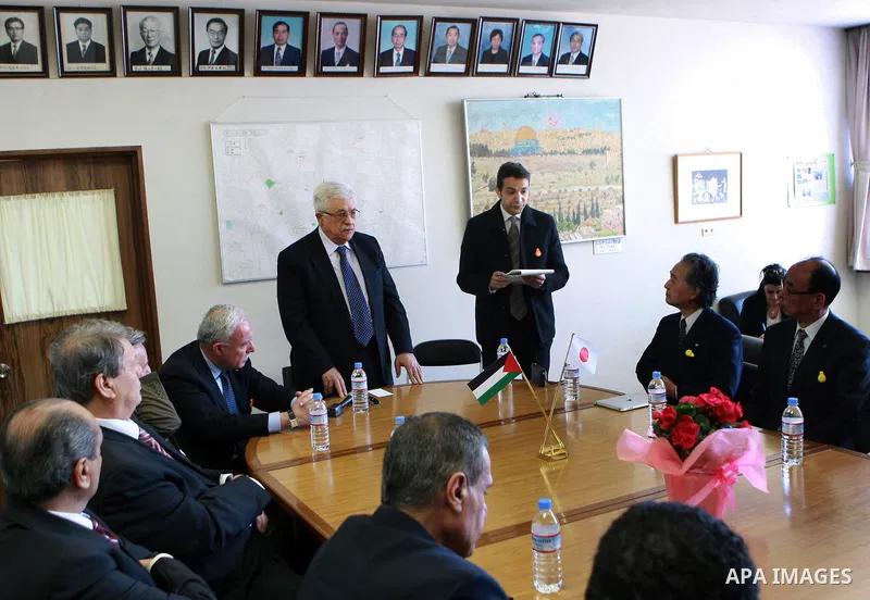 Palestinian President, Mahmoud Abbas (Abu Mazen) visits Yuri Yaki primary school in Natora, on April, 12, 2012. Photo by Thaer Ganaim