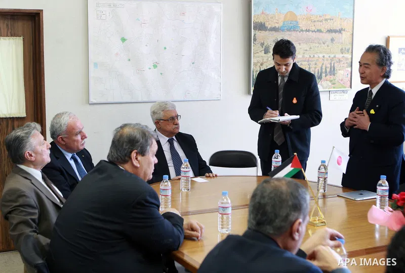 Palestinian President, Mahmoud Abbas (Abu Mazen) visits Yuri Yaki primary school in Natora, on April, 12, 2012. Photo by Thaer Ganaim