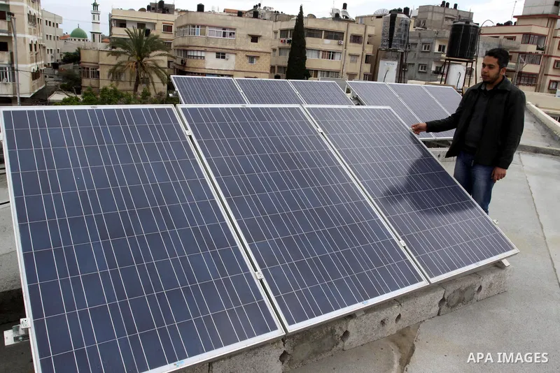 Palestinian civil society organizations "NGOs" donate to project supply of solar panels to the run of Medical equipment in Gaza hospitals, in Gaza City, on April, 12, 2012. Photo by Mohammed Asad