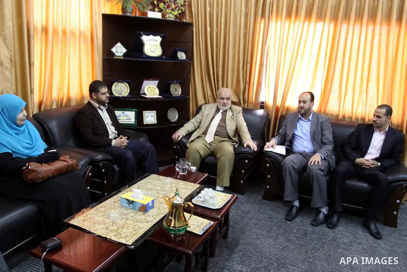 Palestinian General Attorney in Gaza Strip, Mohammed Abed, meets with delegation from the Journalists' Syndicate, in Gaza City on April, 12, 2012. Photo by Mohammed Asad