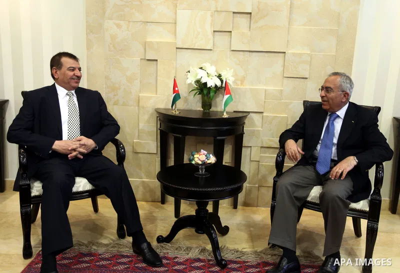 Prime Minister Salam Fayyad, meets with Jordanian Interior Minister Mohammed Al Raoud iin the West Bank city of Ramallah , April 14, 2012. Photo by Mustafa Abu Dayah