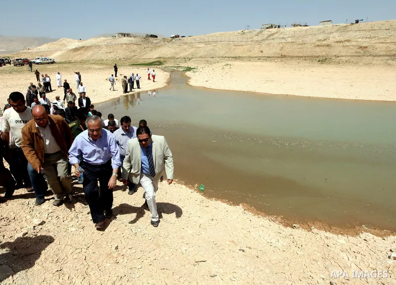 Palestinian Prime Minister, Salam Fayyad attends the opening celebration of Al-Ouja dam in the outskirts of the West Bank Jordan Valley, April 16, 2012. Photo by Mustafa Abu Dayeh