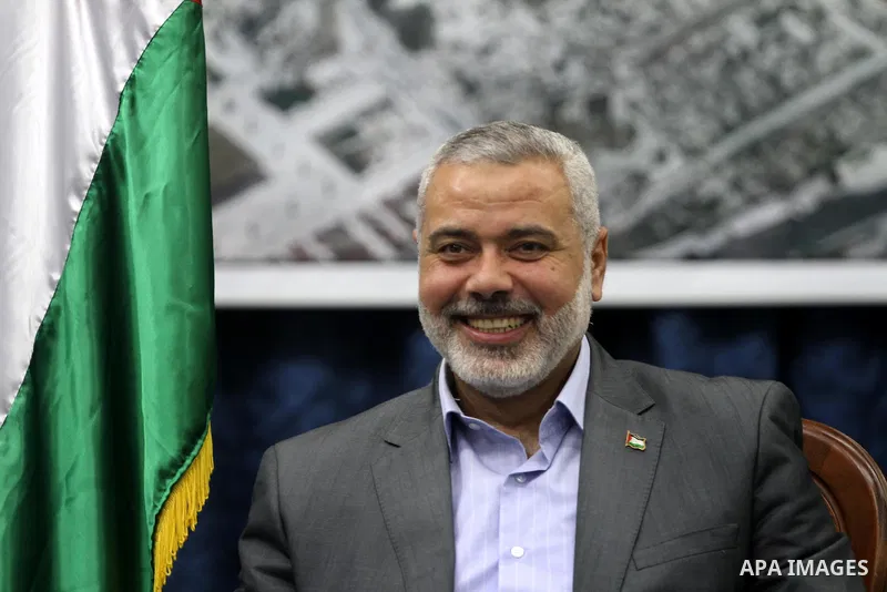 Palestinian Prime Minister in Gaza Strip, Ismail Haniya receives the Bahrani delegation in his office in Gaza city on April 18, 2012. Photo by Mohammed Asad