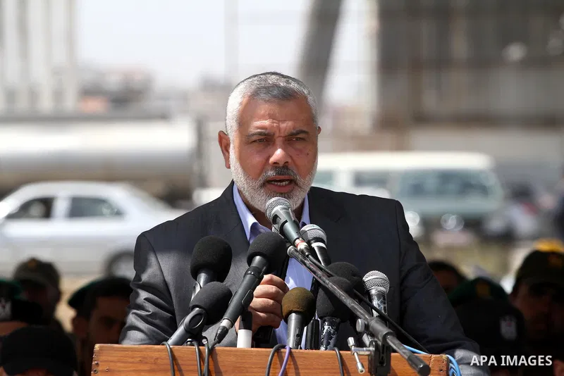 Palestinian Prime Minister in Gaza Strip, Ismail Haniya, speaks during a graduation ceremony of National security force officers in Gaza City on April 19, 2012. Photo by Mohammed Asad