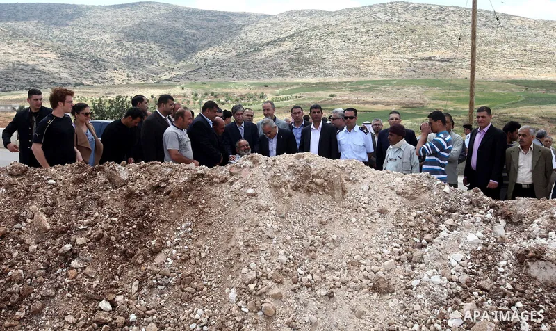 Palestinian prime minister Salam Fayyad during an inspecting visit in Tobas governorate and outskirts of the West Bank Jordan Valley. on April 19, 2012. Photo by Mustafa Abu Dayeh