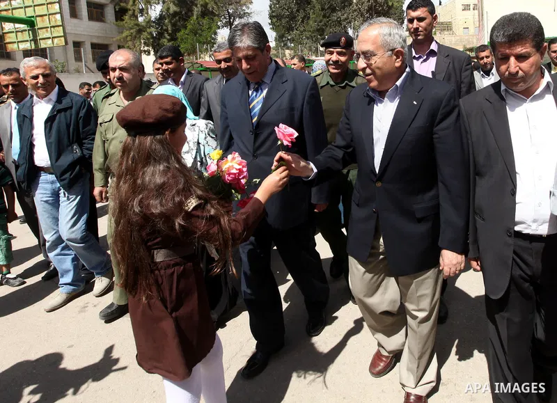 Palestinian prime minister Salam Fayyad during an inspecting visit in Tobas governorate and outskirts of the West Bank Jordan Valley. on April 19, 2012. Photo by Mustafa Abu Dayeh