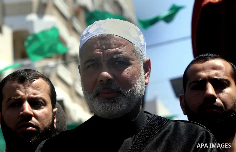 Palestinian Prime Minister in Gaza Ismail Haniya attends a protest in solidarity with Palestinian prisoners being held in Israeli jails, following the Friday noon prayers, in Gaza City, on April 20, 2012. Photo by Mohamm...