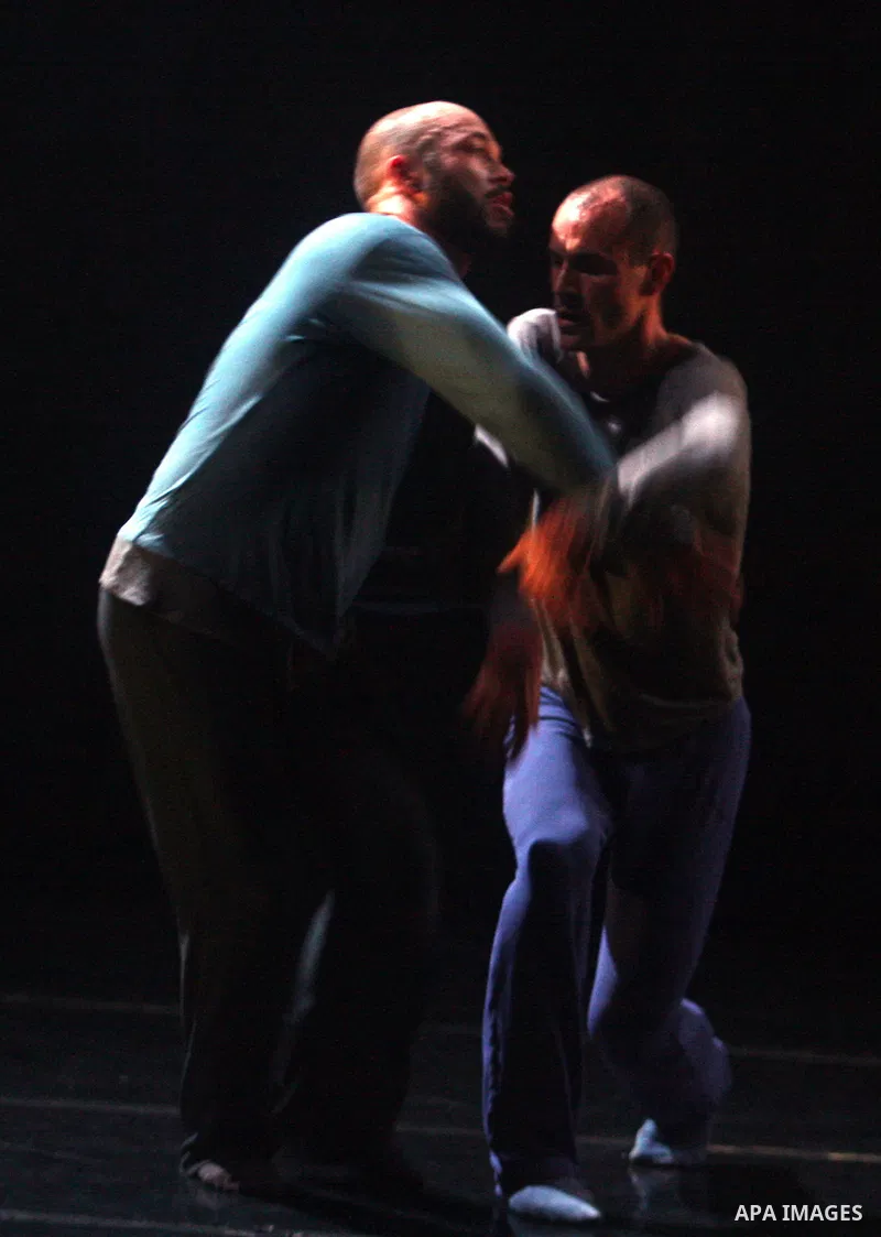 Members of Swiss dance company BalletBoyz present their show 'The Talent' during the opening ceremony of the seventh Ramallah Contemporary Dance Festival (RCDF), at the Ramallah Culture Palace, in the West Bank town of R...