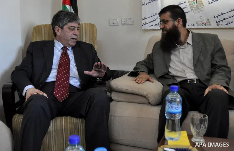 Palestinian Khader Adnan, a senior member of Islamic Jihad, who didn't eat for 66 days, was set to be freed later as part of a deal reached with Israel, during a ceremony honoring from province of Tubas, in the West Bank...
