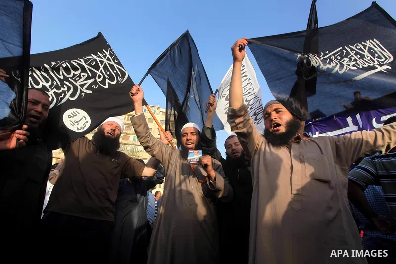 Supporters of Salafist leader and former presidential candidate Hazem Salah Abu Ismail, chant slogans against the country's military rulers during a sit-in at Tahrir Square in Cairo, April 26, 2012. Egypt's election comm...