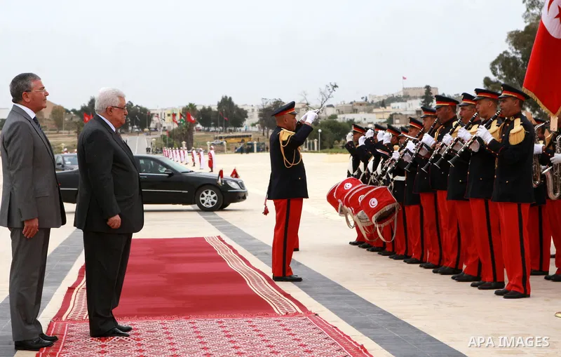 Palestinian President, Mahmoud Abbas (Abu Mazen), arrives to Tunisia, on April 29, 2012. Photo by Thaer Ganaim