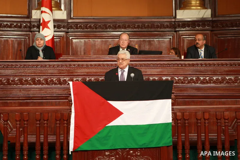 Palestinian president Mahmoud Abbas delivers a speech at the Tunisian Constituent Assembly headquarters in Bardo, western Tunis, on April 30, 2012. Palestinian President Mahmud Abbas arrived in Tunisia on April 28 for a...