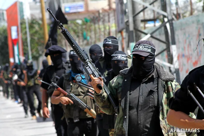 Members of al-Nasser Salah el dein brigades, during a sit-in solidarity protest with hunger striking Palestinian inmates of Israeli prisons, in Gaza City, Gaza Strip, on 04 May 2012. Protests continued in solidarity with...