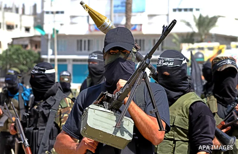 Members of al-Nasser Salah el dein brigades, during a sit-in solidarity protest with hunger striking Palestinian inmates of Israeli prisons, in Gaza City, Gaza Strip, on 04 May 2012. Protests continued in solidarity with...