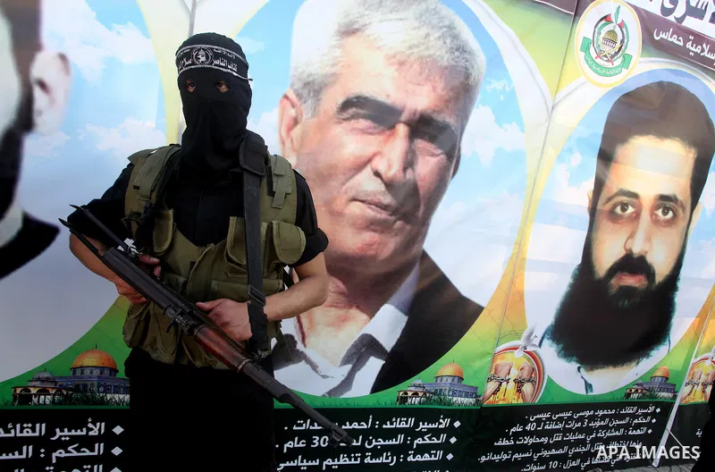 Members of al-Nasser Salah el dein brigades, during a sit-in solidarity protest with hunger striking Palestinian inmates of Israeli prisons, in Gaza City, Gaza Strip, on 04 May 2012. Protests continued in solidarity with...