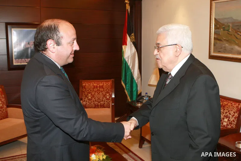 Palestinian President, Mahmoud Abbas (Abu Mazen) meets with the European Envoy to the peace process, in the West Bank City of Ramallah, on May 07, 2012. Photo by Thaer Ganaim