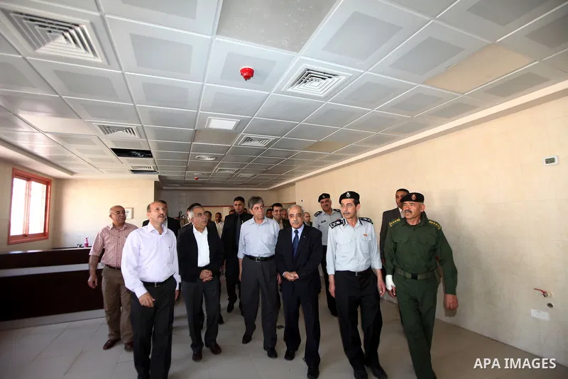 Palestinian Prime Minister, Salam Fayyad, inspects the work of finishing in Al Tubas hospital, in the West Bank town of Tubas, May 7, 2012. Photo by Mustafa Abu Dayeh