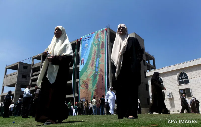 Palestinians take part in a rally in Gaza City ahead of Nakba May 9, 2012. On May 15 Palestinians will mark "Nakba," or catastrophe, of Israel's founding in a 1948 war, when hundreds of thousands of their brethren fled o...