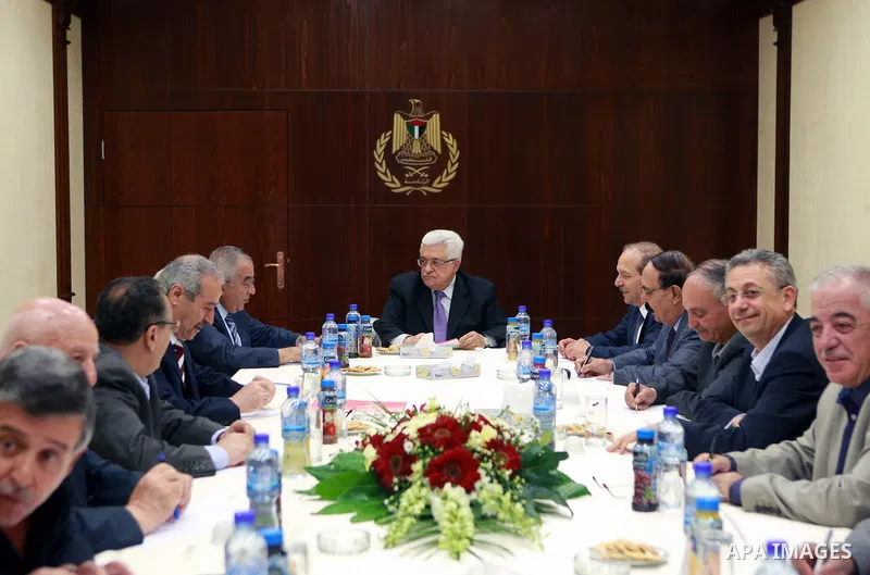Palestinian President Mahmoud Abbas (Abu Mazen) meets with members of the Executive Committee in the West Bank City of Ramallah on May 13 2012. Photo by Thaer Ganaim