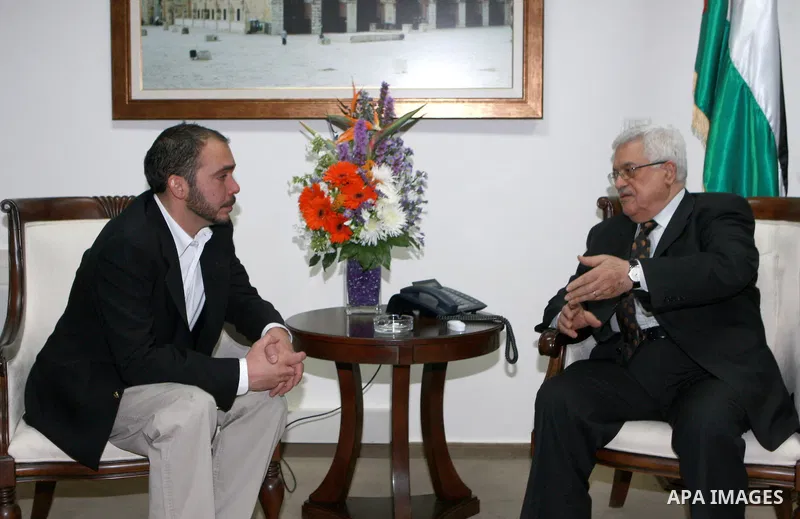 Palestinian President, Mahmoud Abbas (Abu Mazen) meets with Prince Ali Bin Al Hussein, in the West Bank city of Ramallah, on May 14, 2012. Photo by Thaer Ganaim
