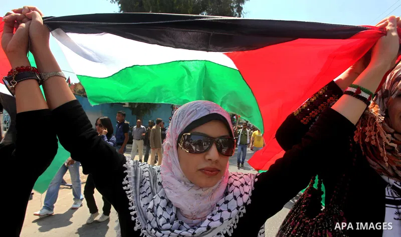 Palestinians participate in a rally marking Al-Nakba, commemorating the displacement of Palestinians in 1948 due to the declaration of the state of Israel, in Gaza City, Gaza Strip, 15 May 2012. Thousands marched in the...