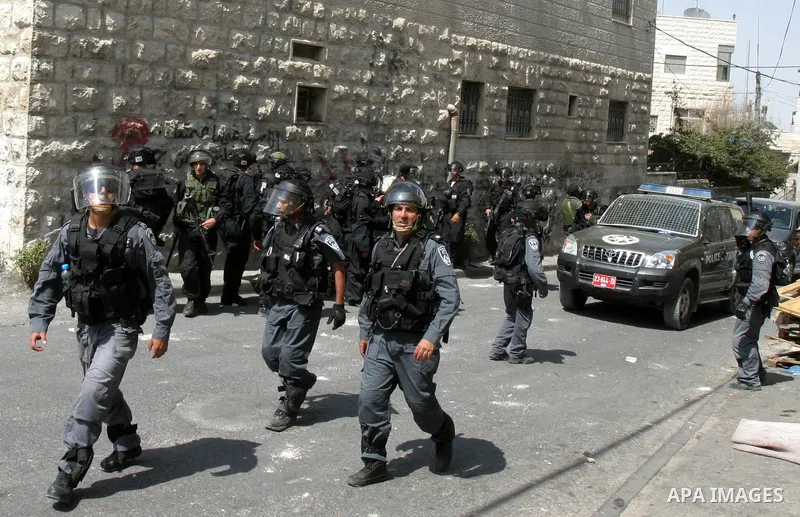 Israeli security forces on high alert for violence during clashes between Palestinian stone-throwers and police in the East Jerusalem neighbourhood of Issawiya on Tuesday, May 15, 2012, the day when Palestinians mark "Na...
