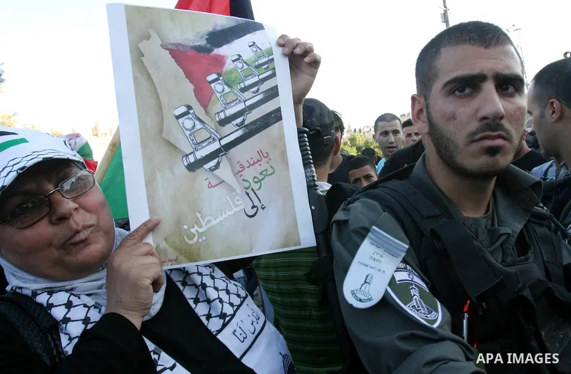 Israeli security forces on high alert for violence, as Palestinians gather at the Damascus Gate for a 'Nakba Day' rally and march in East Jerusalem, 15 May 2012. Palestinians mark the Nakba, or the 'catastrophe', of isra...