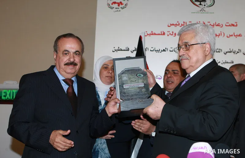 Palestinian President, Mahmoud Abbas (Abu Mazen) attends the opening of the Arab Media Forum Sports, in the West Bank city of Ramallah, on May 16, 2012. Photo by Thaer Ganaim