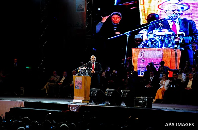 CAIRO, May 19, 2012 Egypt's presidential candidate Abdel Moneim Aboul Fotouh attends his presidential rally in Cairo, Egypt, May 18, 2012. Egypt holds its first truly competitive leadership election in its history from W...