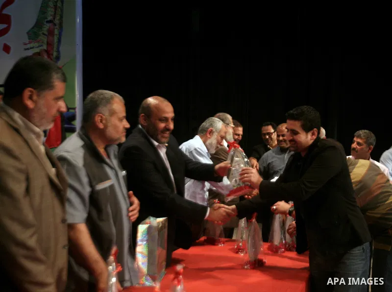 Islamic Jihad movement, honors Palestinian journalists during a celebration in Gaza City, Attend by relatives of Palestinian prisoners held in israeli jails on 19 May 2012. Photo by Ali Jadallah