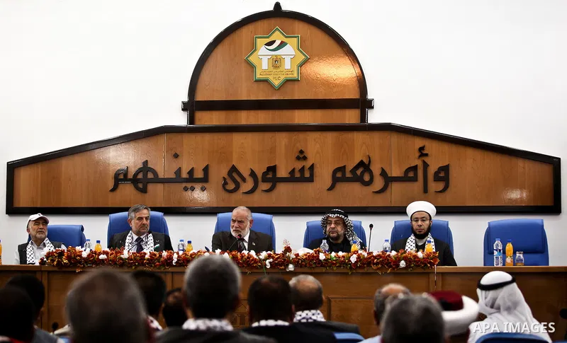 The spokesman of the Palestinian Parliament in Gaza Strip, Ahmed Bahar meets with Members of the Palestinian Legislative council at the Legislative Council , in Gaza City on May. 20, 2012. Photo by Ali Jadallah