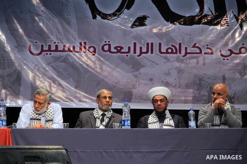 Palestinian movements leaders participat in the seventh National Congress to preserve the constants, in Gaza city on May 20, 2012. Photo by Majdi Fathi