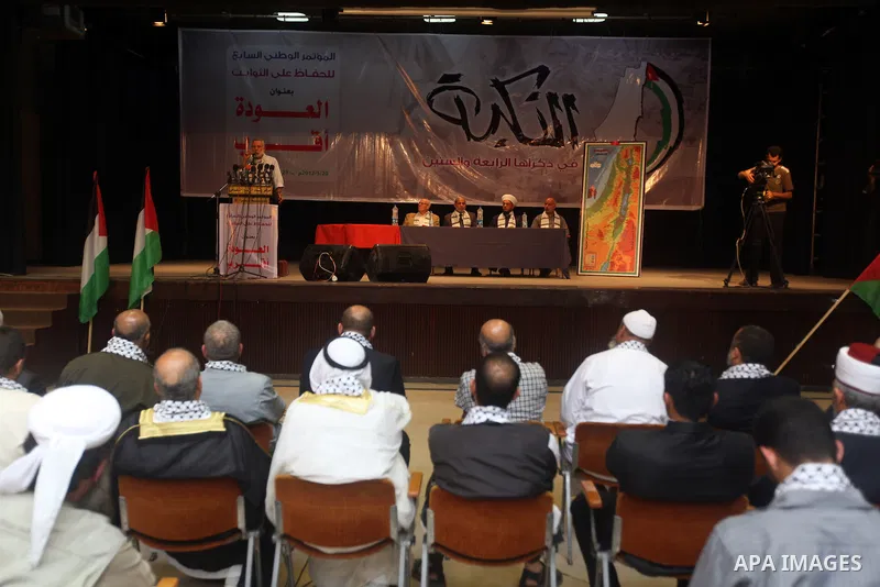 Leader in the islamic jihad movement Mohammed Al Hindi speaks during the seventh National Congress to preserve the constants, in Gaza city on May 20, 2012. Photo by Majdi Fathi