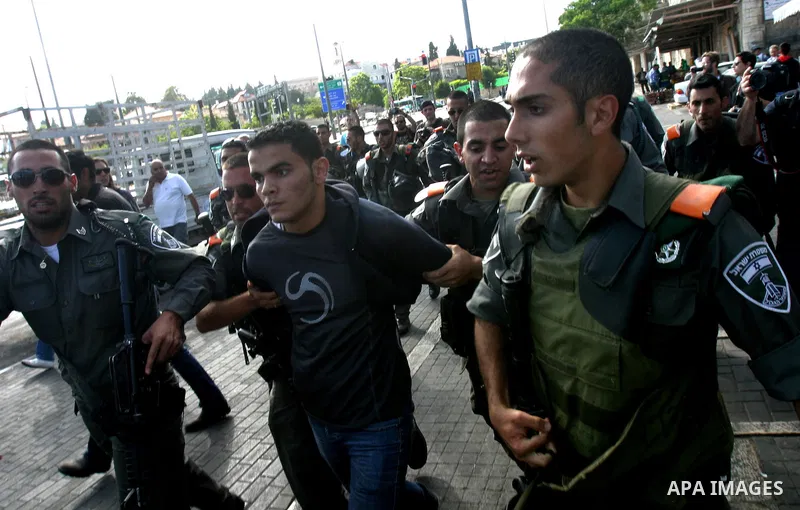 Israeli police Prevented Palestinian demonstrators as they try to disperse a protest against a parade marking Jerusalem Day, in front of Damascus Gate outside Jerusalem's Old City May 20, 2012. Jerusalem Day marks the an...