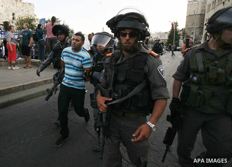 Israeli police Prevented Palestinian demonstrators as they try to disperse a protest against a parade marking Jerusalem Day, in front of Damascus Gate outside Jerusalem's Old City May 20, 2012. Jerusalem Day marks the an...