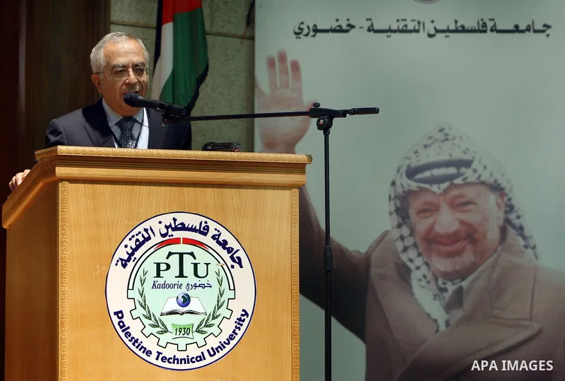 Palestinian Prime Minister Salam Fayyad, participates in the opening of the water crisis conference and the prospects for agricultural development in Palestine, in the West Bank on May 21, 2012. Photo by Mustafa Abu Daye...