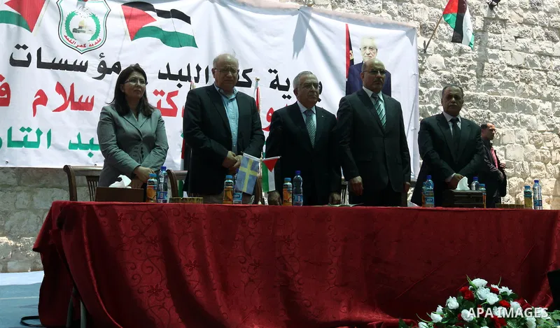 Palestinian Prime Minister Salam Fayyad during opening of Kafr Labad historical castle, in Tulkarm Governorate, in the West Bank on May 21, 2012. Photo by Mustafa Abu Dayeh