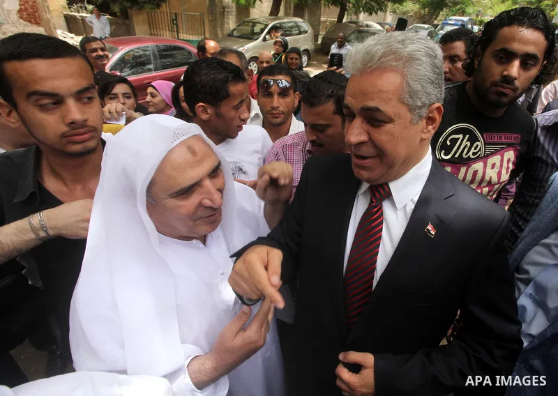 Egyptian presidential candidate Hamdeen Sabahi after casting his ballot during the first round of Egypt's presidential elections, at a polling station in Cairo, Egypt, 23 May 2012. Egyptian voters, on 23 May, queued at p...